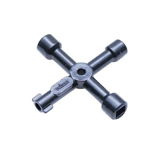 A black metal Rolson 4 Way Allen Key 22460, designed for opening utility service cabinets.