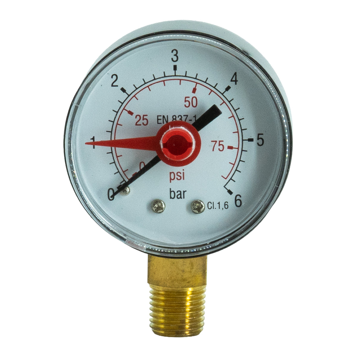 50mm Pressure Gauge, 0-6 Bar, ¼" BSP Bottom Connection