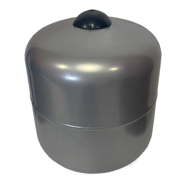 Front/ Top View of 8 Litre Grey Potable Expansion Vessel/ Tank with White Background