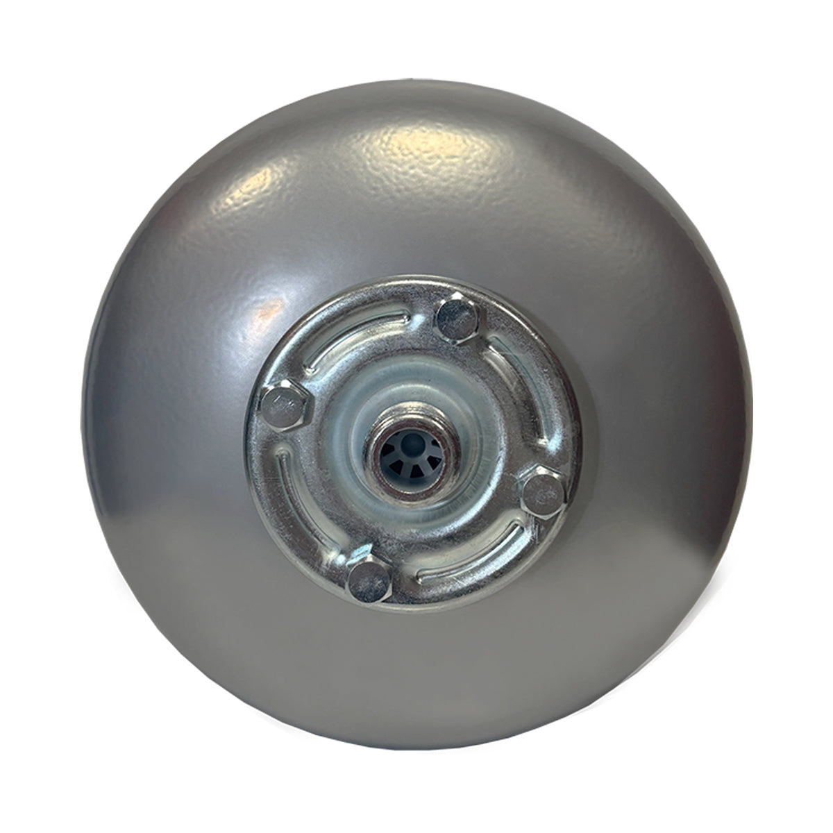 Bottom View of 8 Litre Grey Potable Expansion Vessel/ Tank with White Background