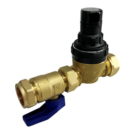 OEM Alternative Brass valve with black handle on a white background