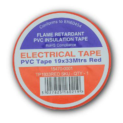 19mm x 33m Electrical PVC Tape Red (Pack of 10)