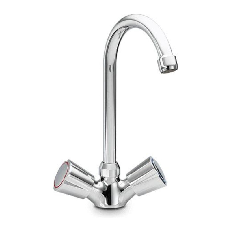Chrome Heatrae Sadia Pack K Monobloc Mixer Tap with knob style handle on white background
