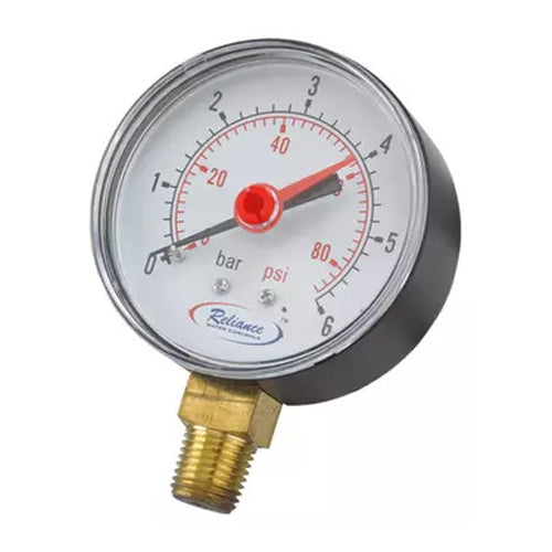 Reliance 1/4" Bottom Inlet Pressure Gauge 63mm Dial 0-6 Bar