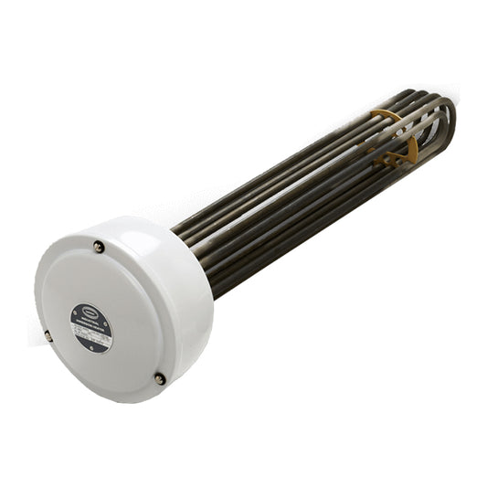 Heating element with white base and metallic coil on a white background