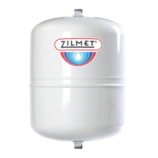 White cylindrical water tank Zilmet Solar 18 litre Expansion Vessel on a white background