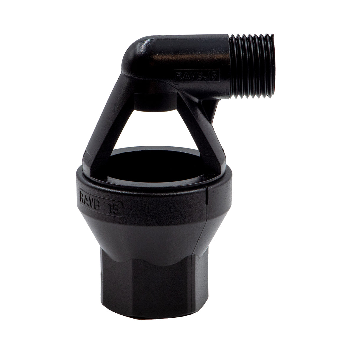 Caleffi 1/2" x 3/4" Angled Plastic Tundish on white background