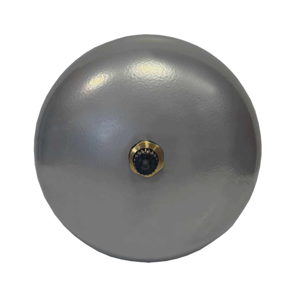 Top View of 2 Litre Silver Potable Expansion Vessel/ Tank with 15mm Check Valve/ Non Return Valve on White Background