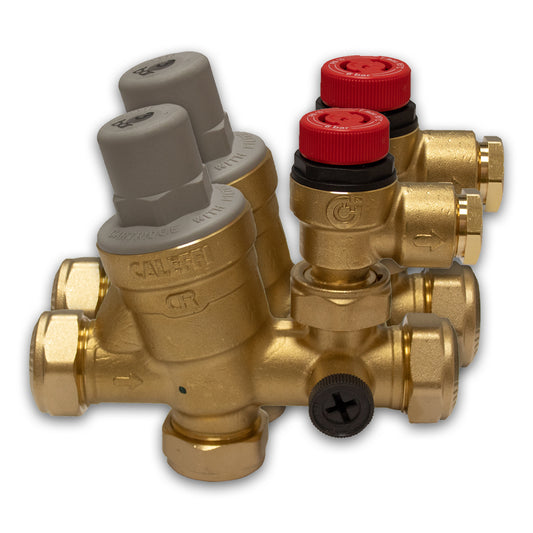Caleffi 533002CST 3/6 Bar 22mm Loose Nut Multibloc Valves, Pack of 2