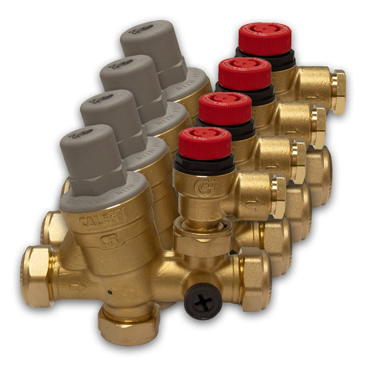 Caleffi 533002CST 3/6 Bar 22mm Loose Nut Multibloc Valves, Pack of 4