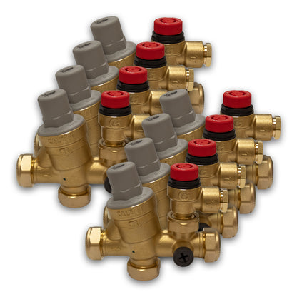 Caleffi 533002CST 3/6 Bar 22mm Loose Nut Multibloc Valves, Pack of 8