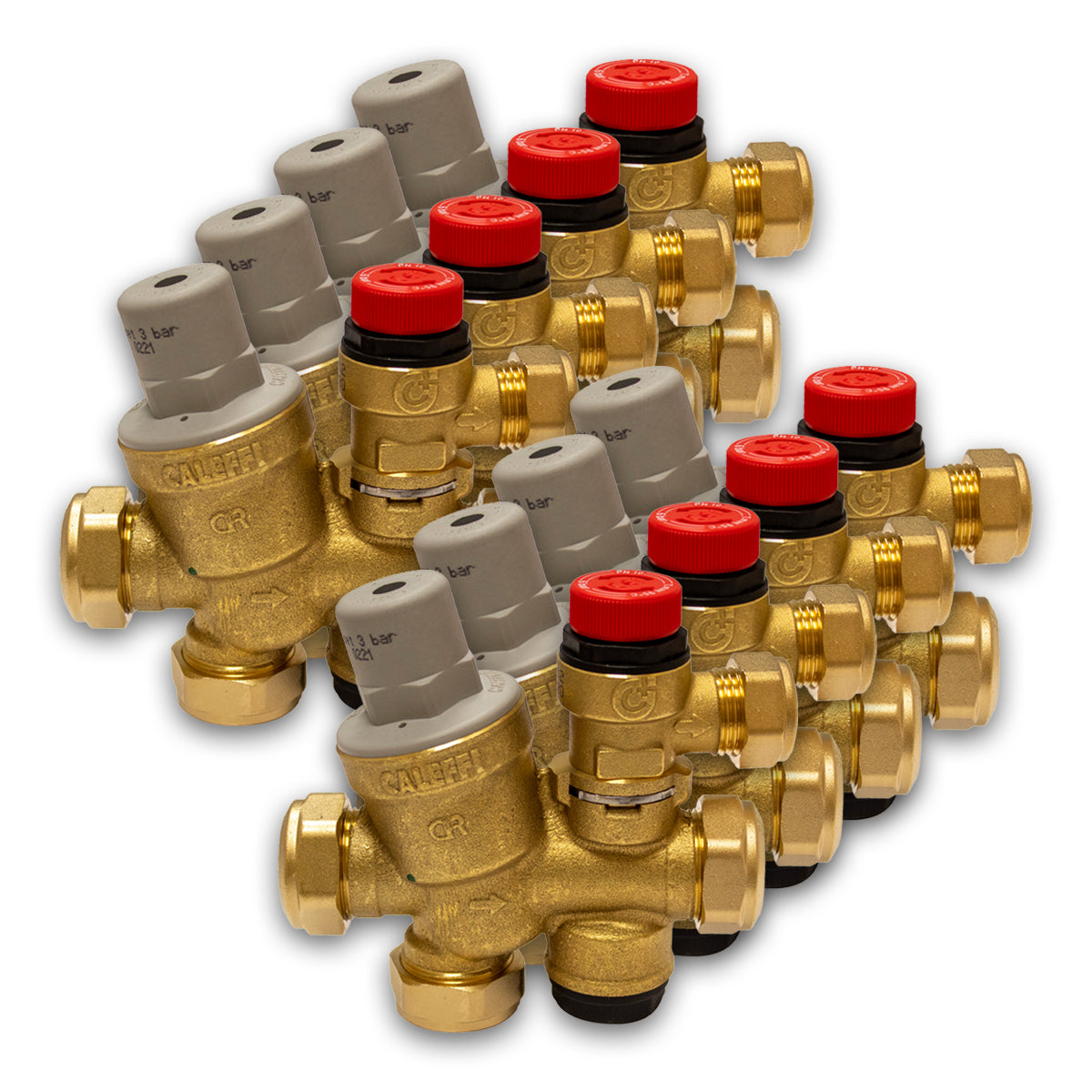 Caleffi 533112CST 3/6 Bar 22mm Circlip Multibloc Valves, Pack of 8