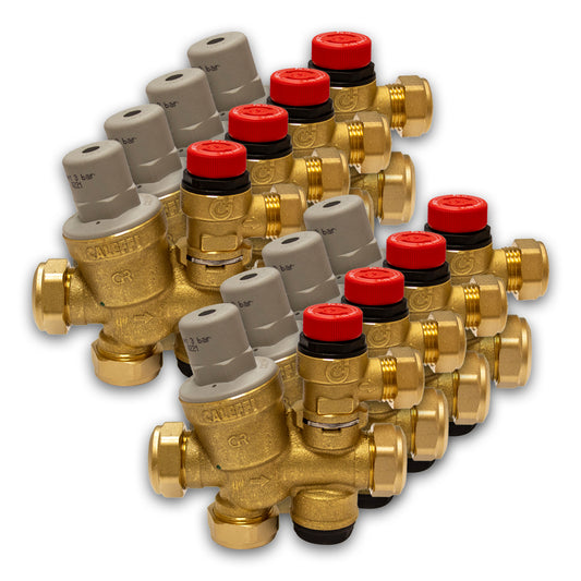 Caleffi 533112CST 3/6 Bar 22mm Circlip Multibloc Valves, Pack of 8