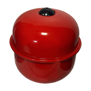 Red expansion vessel on a white background