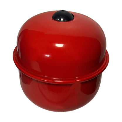 Red expansion vessel on a white background