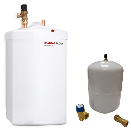 Heatrae Sadia 10 Litre 3kW Multipoint Unvented Water Heater 95050143 + Pack U2 Kit