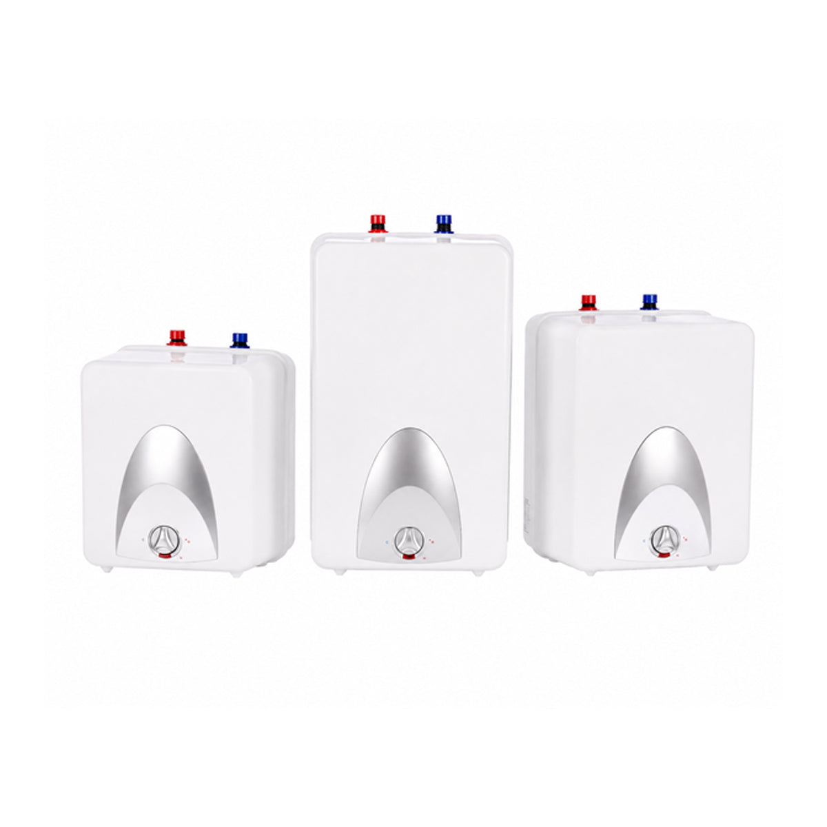 White Hyco Speedfit Unvented Underink Water Heater with 10 Litre Capacity on white background