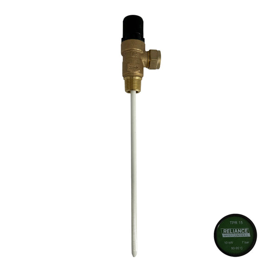 Reliance TPR15 7 Bar 195mm Long Probe Pressure & Temperature Relief Valve 1/2" MBSP x 15mm PTEM550951