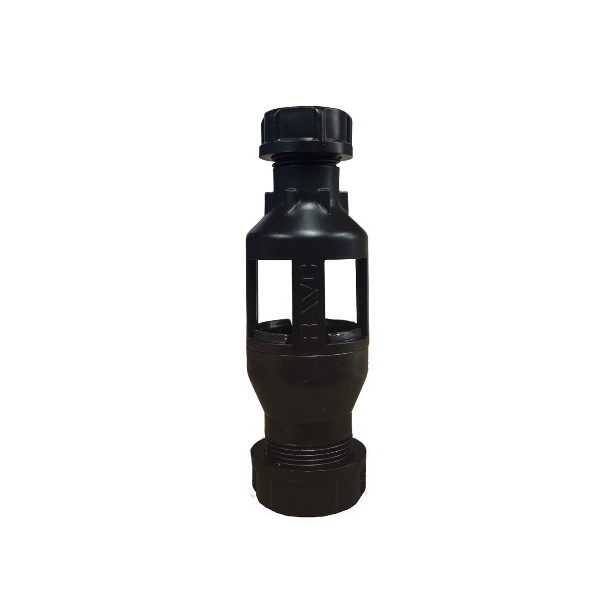 Black plastic 15mm x 22mm tundish on white background