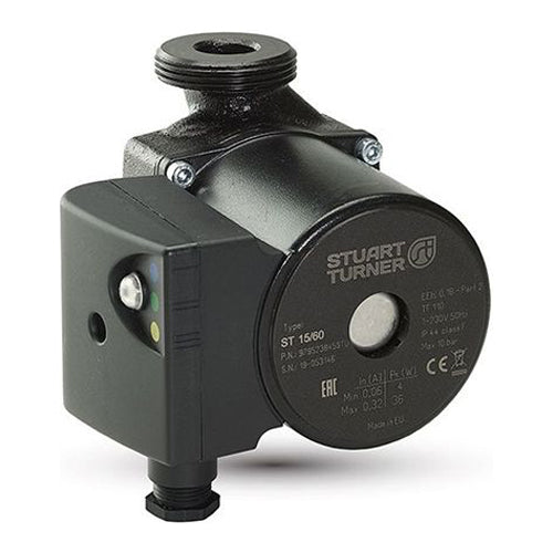 Black pump with 'Stuart Turner' branding on a white background