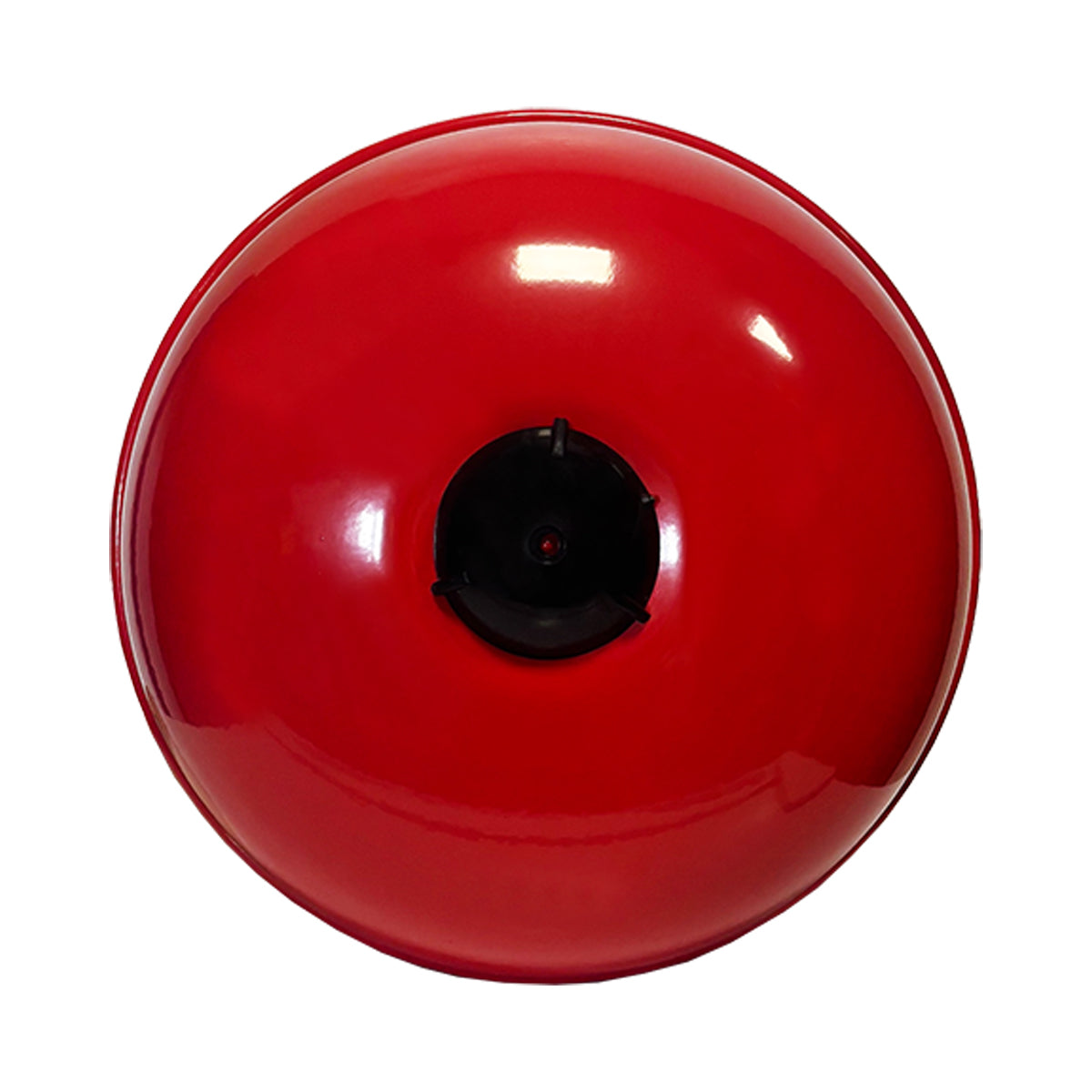 Top of Red expansion vessel on a white background